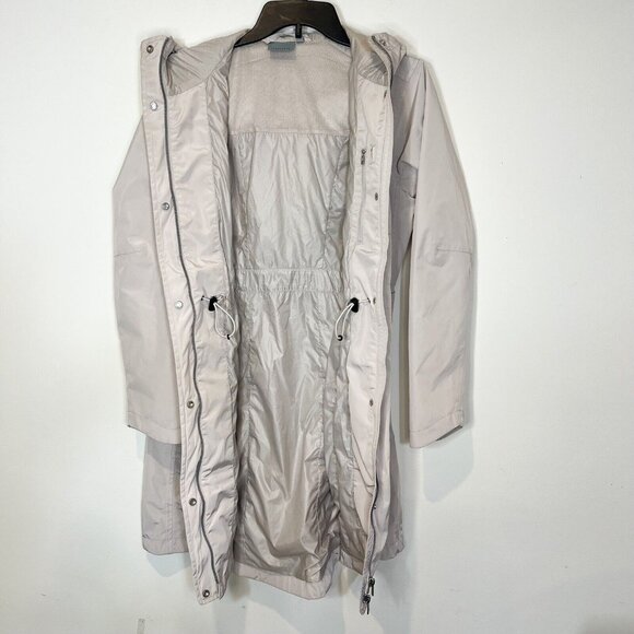 Athleta Hooded Rain Coat Lightweight Beige Longline Jacket ** Flaw ** Size XS - Picture 5 of 13